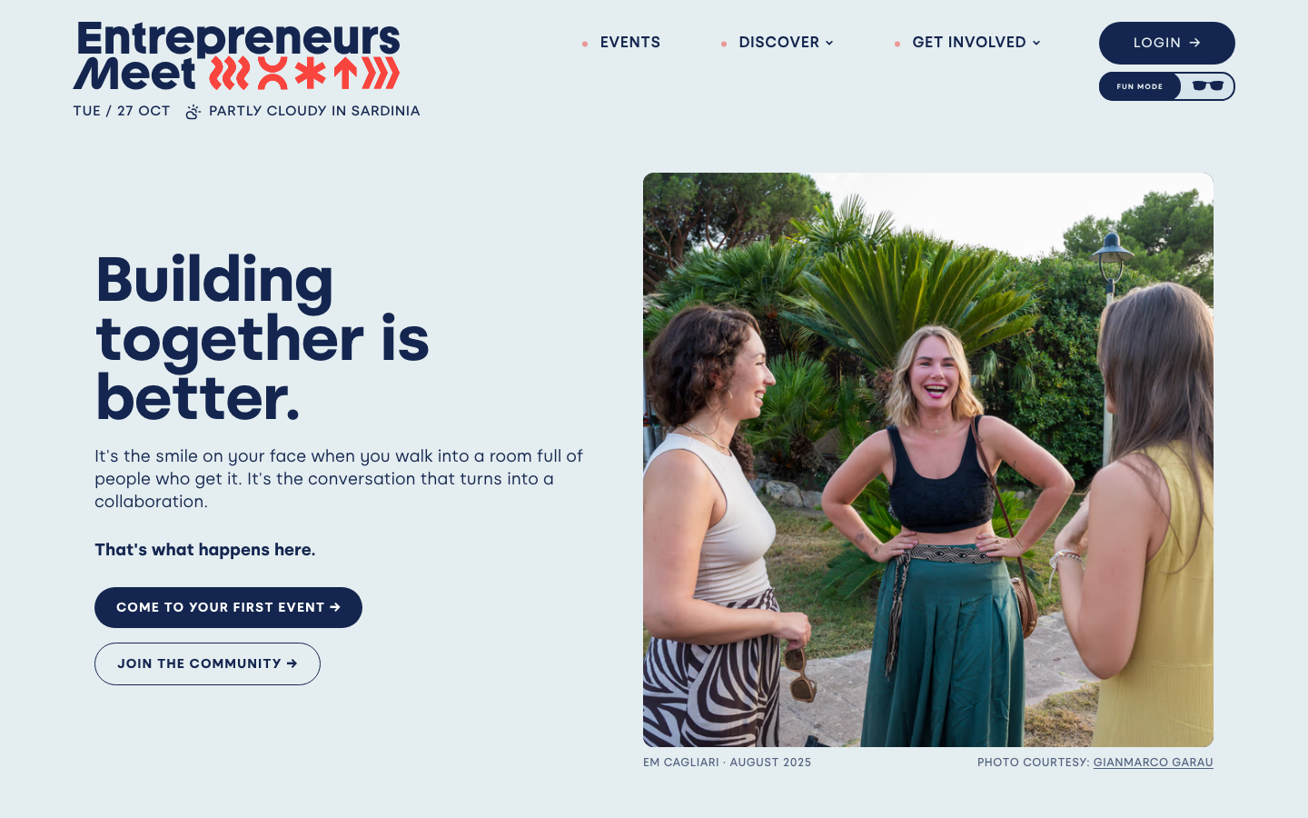 EMC home page in Fun mode