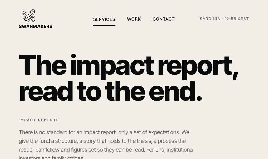 Swanmakers impact report practice page
